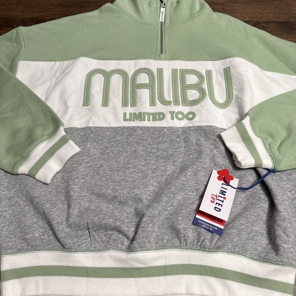 Girls 14/16 Limited Too 1/4-Zip ColorBlock Retro Fleece Pullover Sweatshirt NWT